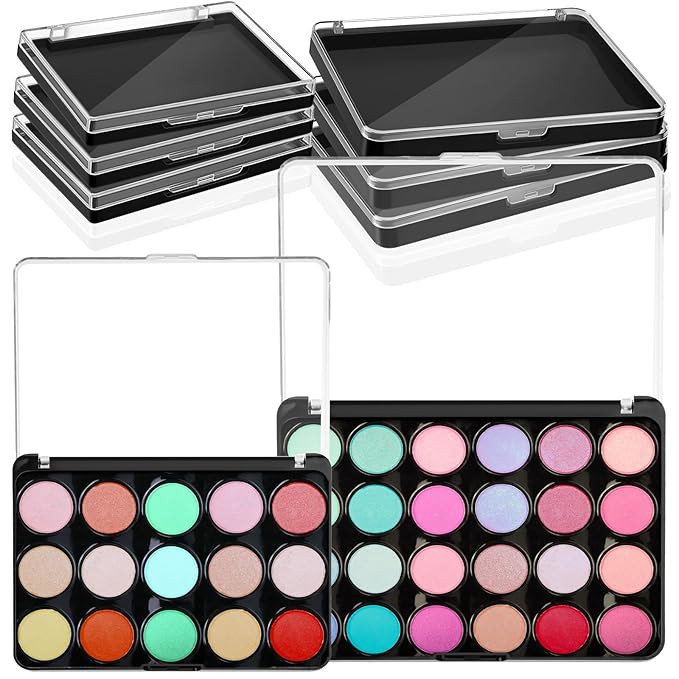 6 Pcs Empty Magnetic Makeup Palette with Clear Top Travel Makeup Pan DIY Eyeshadow Pan Dispensing Storage Box for Eyeshadow Lipstick Blush Powder Pigment, 4.6 x 2.4 x 0.4 In, 5.5 x 4.0 x 0.6 In-Velvo Beauty