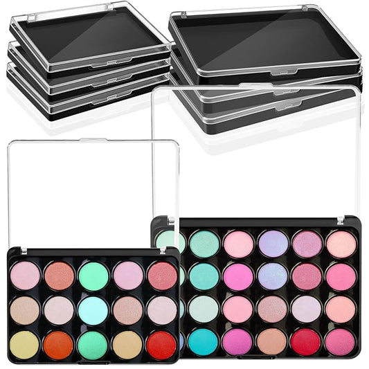 6 Pcs Empty Magnetic Makeup Palette with Clear Top Travel Makeup Pan DIY Eyeshadow Pan Dispensing Storage Box for Eyeshadow Lipstick Blush Powder Pigment, 4.6 x 2.4 x 0.4 In, 5.5 x 4.0 x 0.6 In-Velvo Beauty