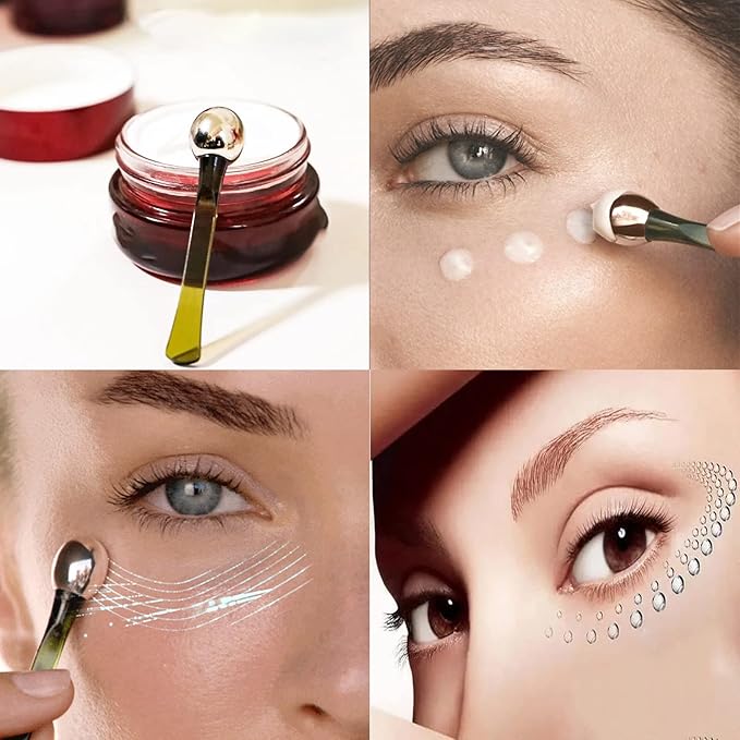 2 PCS Portable Eye Serum Cream Applicator Eyes Massage Tool, Can Be Used As Eyes Cream Spoon, Reduce Eye Swelling Flannel small gift bag-Velvo Beauty
