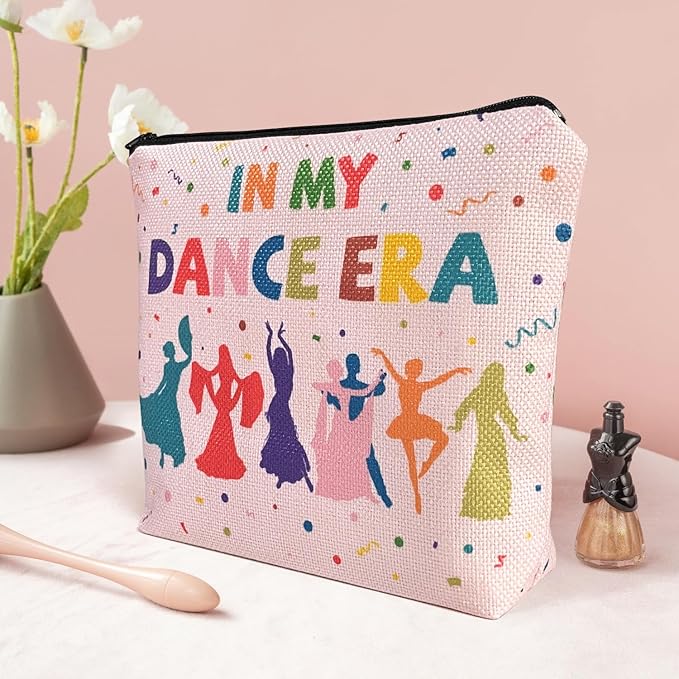 My Dance Era Canvas Zipper Cosmetic Bag, Small Makeup Bag for Women, Friends, Daughter, Sister for Dancers, Dancer Birthday Gifts for Girls (Pink)-Velvo Beauty