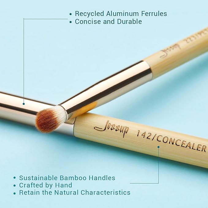 Jessup Eye Makeup Brushes Set, Premium Synthetic Eyeshadow Blending Concealer Eyebrow Eyeliner Brush, 15pcs Labeled Bamboo Make Up Brushes T137-Velvo Beauty