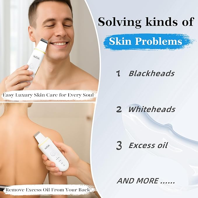 GUGUG Skin Scrubber Face Spatula Skin Spatula Pore Cleaner Blackhead Remover Tools for Facial Deep Cleansing-4 Modes -White-Velvo Beauty