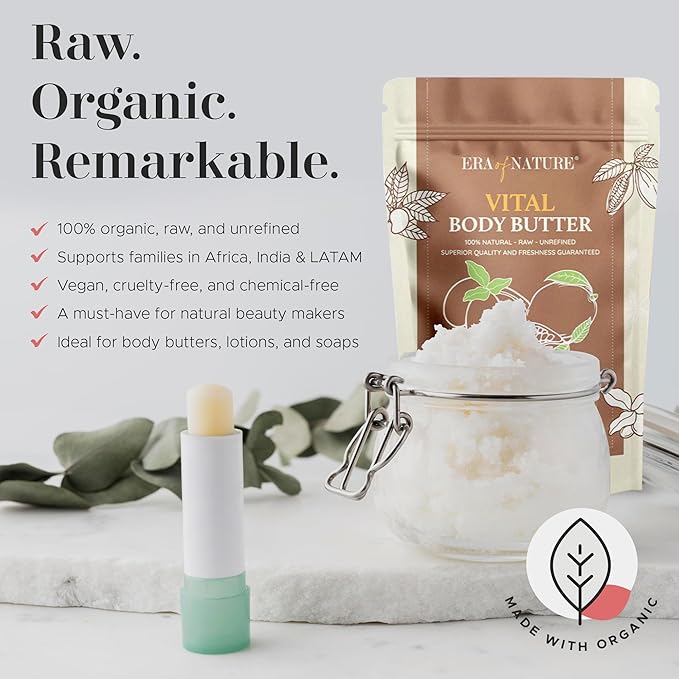 Era of Nature Organic Shea, Mango & Cocoa Body Butter – Raw, Unrefined, 100% Natural – Perfect Base for DIY Skincare, Body Butters, Lotions, Soaps & Lip Balms – Essential for Homemade Creations – 16oz-Velvo Beauty