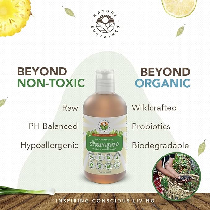 Natural Shampoo - Organic, Raw & Wildcrafted with Probiotics, Hypoallergenic Natural & Sulfate Free Shampoo for Sensitive Scalp, Dry Hair, Dandruff, Eczema & Psoriasis, 9oz, Original-Velvo Beauty