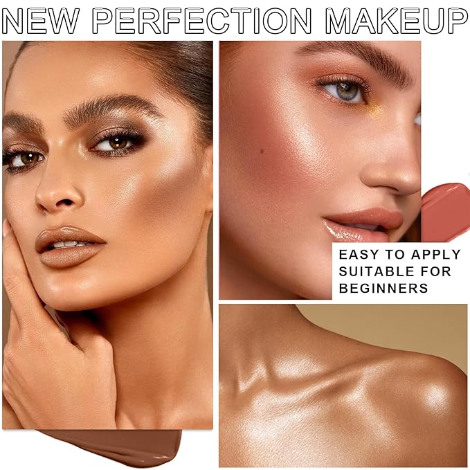 6 Colors Cream Contour Stick Makeup Kit, Shades with Highlighter, Blush and Double-End Bronzer Contour Stick for Sculpt the Cheeks, Long Lasting, Waterproof, Matte & Dewy Finish(SET C)-Velvo Beauty