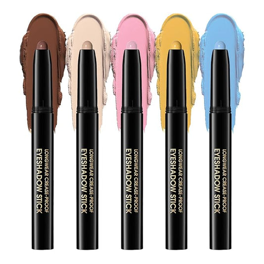 Eyeshadow Stick, Shimmer and Matte Cream Eye Shadow Brightener Sticks Eyeliner Pencil Crayon, Waterproof Long Lasting Eye Highlighter Stick Makeup,0.056 Oz(Matte)-Velvo Beauty