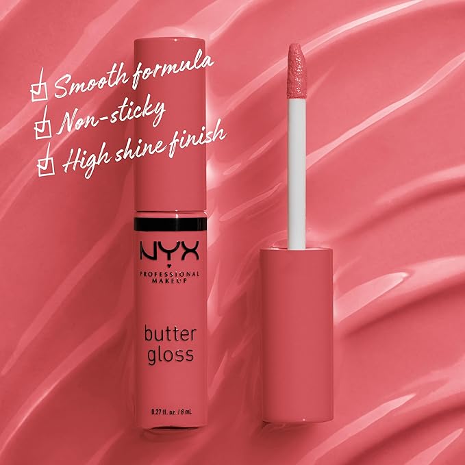 NYX PROFESSIONAL MAKEUP Butter Gloss, Non-Sticky Lip Gloss - Sorbet (Vibrant Coral)-Velvo Beauty