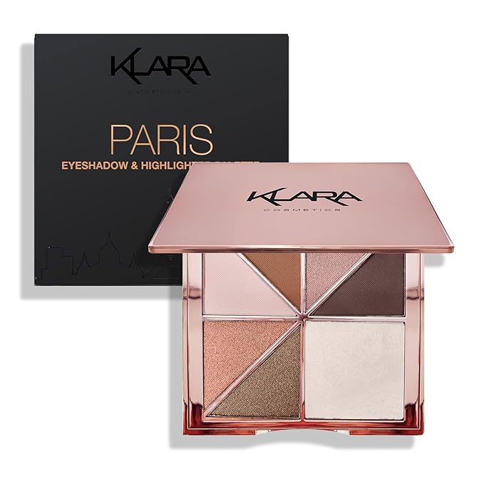 Paris Eyeshadow Highlight Palette Rosegold Shimmer Glitter Sparkle Luxury Versatile Crease-free easy-blend Long Lasting Full 100% Color Pigment-Velvo Beauty