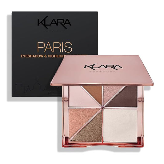 Paris Eyeshadow Highlight Palette Rosegold Shimmer Glitter Sparkle Luxury Versatile Crease-free easy-blend Long Lasting Full 100% Color Pigment-Velvo Beauty