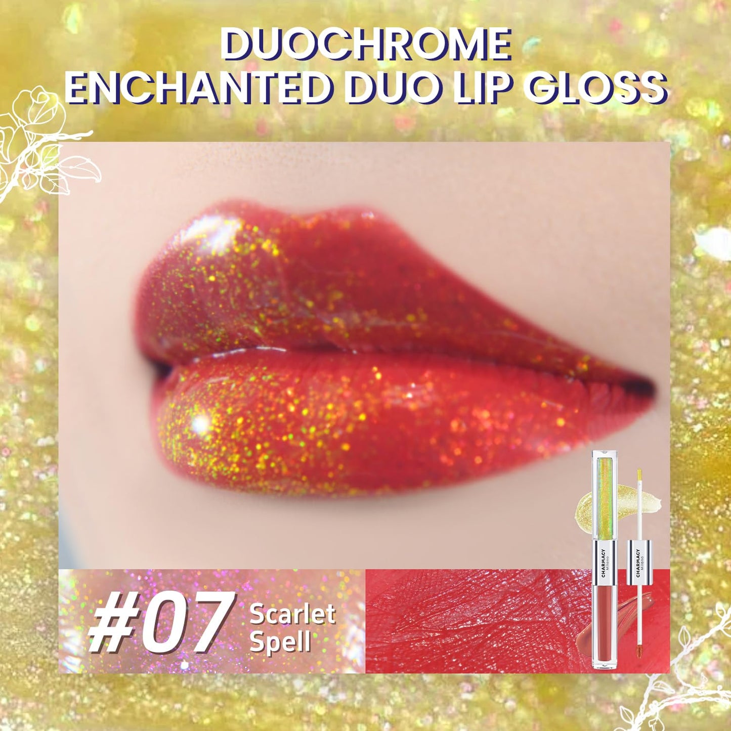 CHARMACY Multichrome Double Head Non-Stick Lip Gloss, Metallic Colourful Lip Glaze, Anti-transfer, Long Lasting Waterproof Liquid Lipstick Makeup (#07)-Velvo Beauty