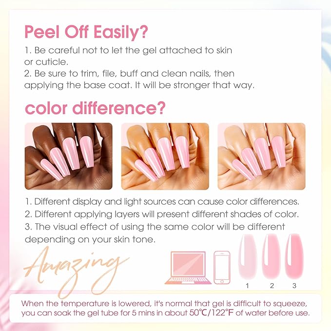 ROSALIND Poly Nail Gel Kit -14 Colors Nail Art Accessories kit Clear Nude Nail Extension Gel Starter with Slip Solution White Nude Pink Nail Extensions Gels Set with Mini UV Lamp-Velvo Beauty