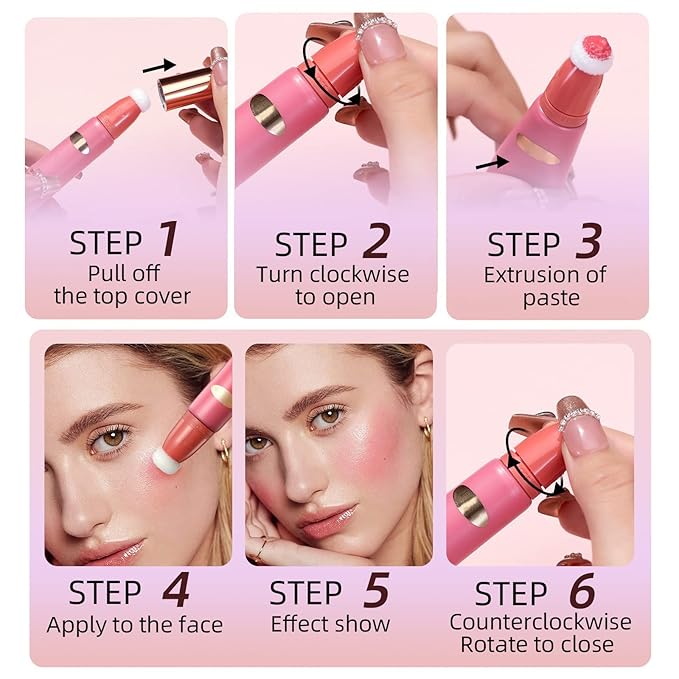 Liquid Blush Makeup Wand, Velvet Cream Blush Stick for Cheeks and Lips, Blush and Highlighter Stick, Easily Blendable, Long-Wearing, Smudge Proof-Velvo Beauty