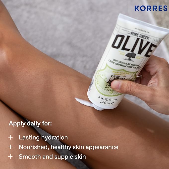 KORRES Olive Body Lotion for Dry Skin Moisturizer Cream with Vitamin E, Aloe and Pure Greek Olive Oil for Body Care, Hydrating & Nourishing for Smooth, Supple Skin,-Velvo Beauty
