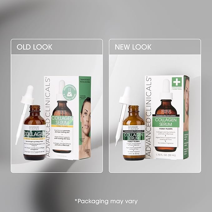Advanced Clinicals Collagen Serum For Face | Visible Anti Aging Collagen Peptide Serum + Hyaluronic Acid Moisturizer Improves Look Of Wrinkles, Dry Skin, & Fine Lines, No added Fragrance, 1.75 Fl Oz-Velvo Beauty