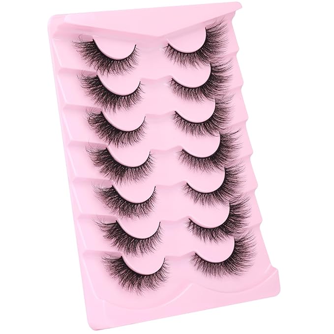 False Lashes Natural Look Faux Mink Eyelashes Wispy Fox Eye Lashes That Look Like Extensions 3D Mink Lashes Natural Strip Lashes Pack 7 Pairs-Velvo Beauty