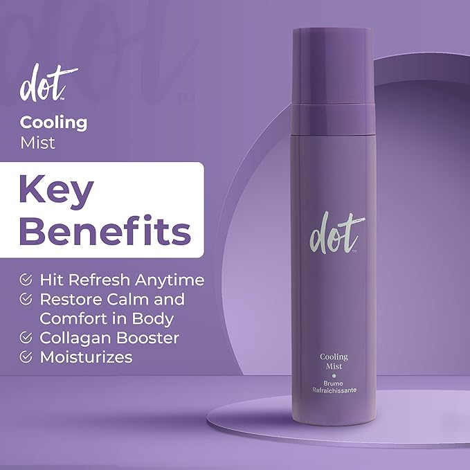 dot Cooling Facial Mist With Vitamin C, Plant-Based Antioxidants & Skin Revitalizing Feminage - Face Mist that Moistures, Rejuvenates & Clarifies – For All Skin Types – Menopause Skincare - 3.4 oz-Velvo Beauty