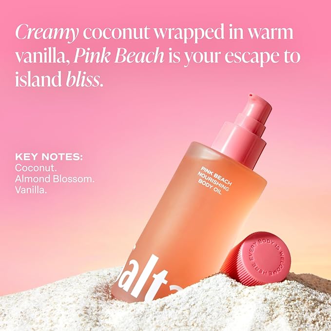 Saltair Body Oil. Luxurious Pink Beach After Shower and Bath Oil Moisturizer for Women. Botanical, Non-Greasy, and Well-Absorbing Lotion for Hydrating Dry Skin. 4oz Pump Bottle-Velvo Beauty