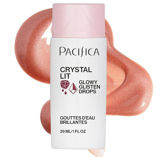 Pacifica Crystal Lit Glowy Glisten Drops – Face Makeup - Shimmery Multi-Use Liquid Blush/Highlighter for Radiant, Dewy Cheeks Luminous Glow Clean Beauty Vegan & Cruelty-Free Dermatologist Tested-Velvo Beauty