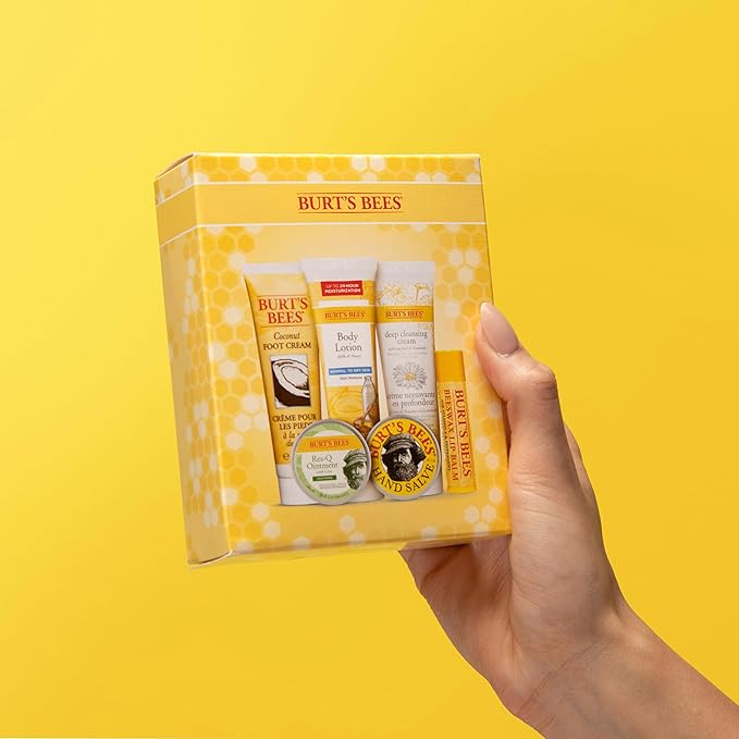 Burt's Bees Back to School Gifts Ideas, 6 College Dorm Products, Timeless Minis Set – Beeswax Lip Balm, Coconut Foot Cream, Milk & Honey Body Lotion, Deep Cleansing Cream, Res-Q Ointment & Hand Salve-Velvo Beauty