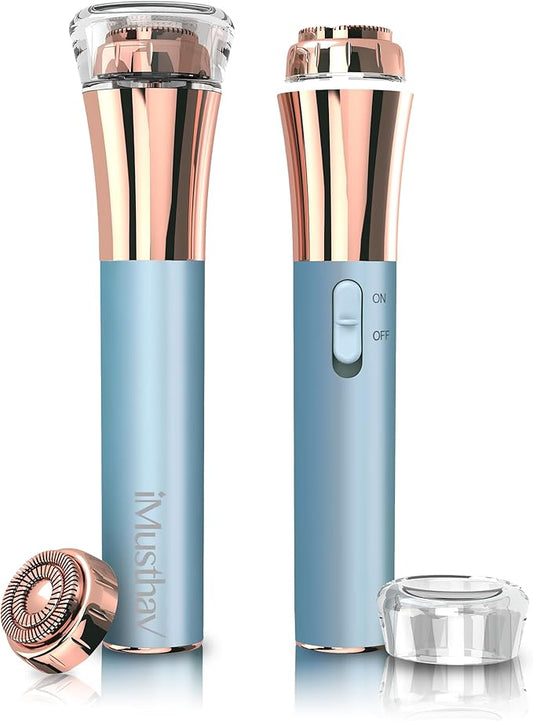Flawless Facial Hair Remover for Women Painless Electric Razor Epilator Trimmer Shaver with 18K Gold-Plated, 16mm Dual Ring Floating Head, USB Rechargeable, 360° LED for Face Lip Hair Removal-Velvo Beauty