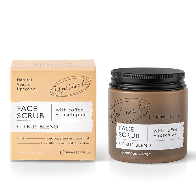 UpCircle Coffee Face Scrub - Citrus Blend For Normal + Dry Skin 3.5oz- Shea Butter, Coconut + Rosehip Oil - Natural, Vegan Face Exfoliator For Soft, Smooth Skin-Velvo Beauty