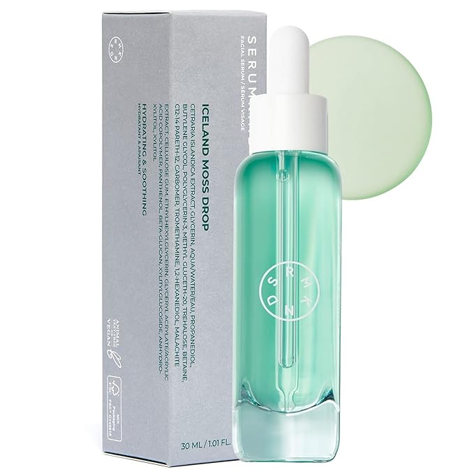 SERUMKIND Iceland Moss Serum - Soothing and Moisturizing Korean Face Serum 1.01 fl.oz. – Malachite, and Beta Glucan – Moisturize Flaky Skin - Vegan, Cruelty-Free, Unscented-Velvo Beauty