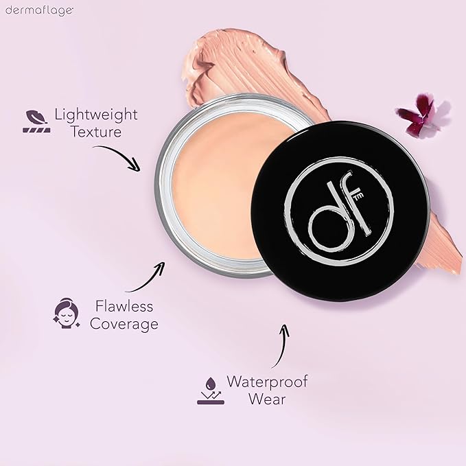 Dermaflage Waterproof Concealer Cream - Full Coverage, Matte Finish, Covers Dark Circles, Tattoos, Acne (Light)-Velvo Beauty