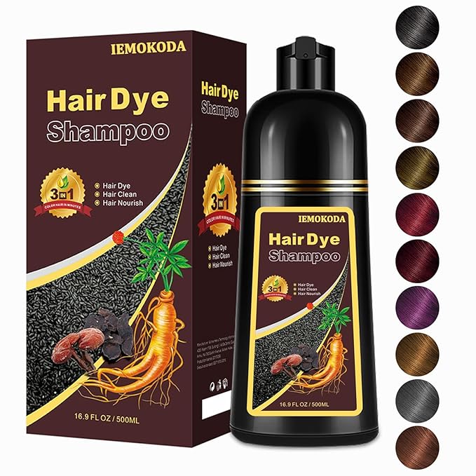 Dark Coffee Hair Dye Shampoo 3 in 1 for Gray Hair, Long-lasting & Natual Hair Color Shampoo, Herbal Ingredients Natural Shampoo Hair Dye Effect in Minutes, Gifts for Men Women 500ml-Velvo Beauty