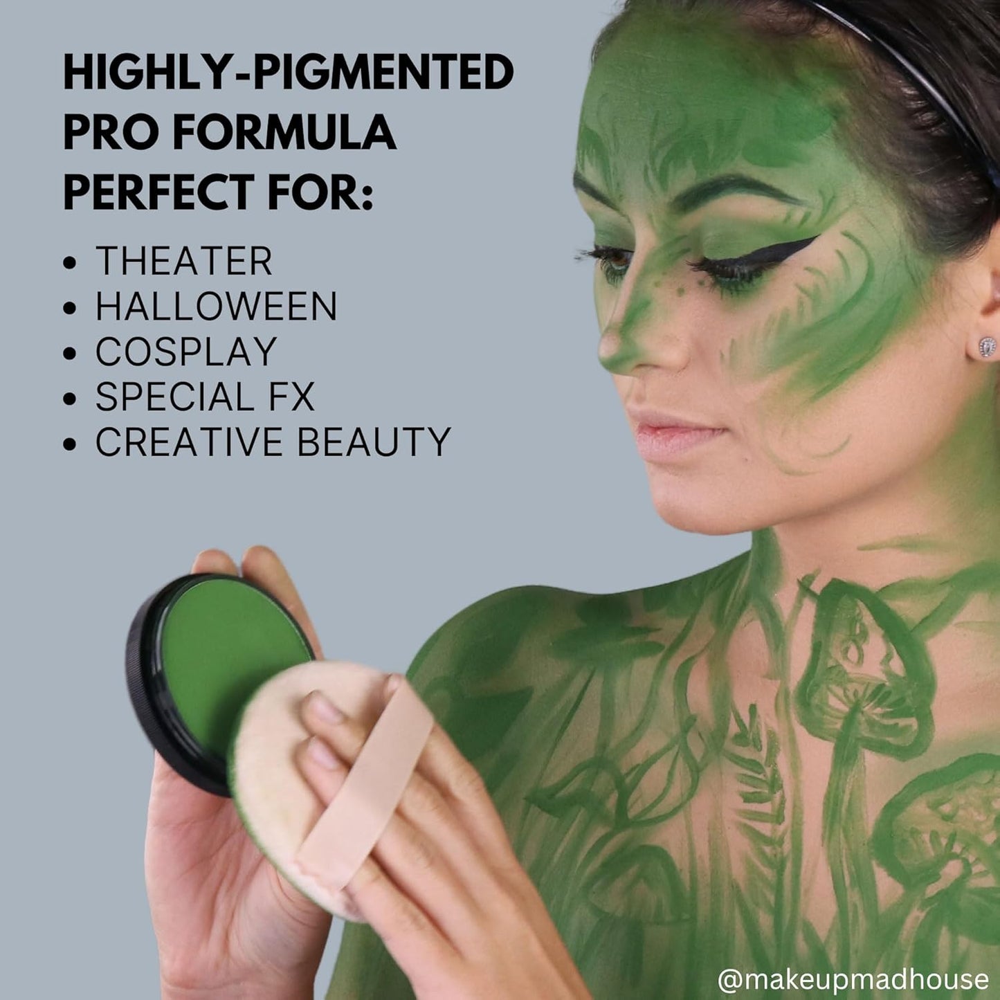 Mehron Makeup StarBlend Cake Makeup | Wet/Dry Pressed Powder Face | Powder Foundation | Black Body and Face Paint 2 oz (56g)-Velvo Beauty