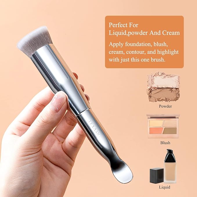 Foundation Makeup Spatula Mixing Makeup Palette Spatula Foundation Brush, Makeup Spatula and Palette Set, Spatula for Makeup Professional Makeup Tool(Foundation Bruh+Spatula+Palette)-Velvo Beauty