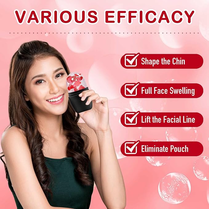 XHJRI Ice Face Roller Massager,Ice Cube Roller for Face, Eyes and Neck Naturally Conditioning and Skin Care,De-Puff Eye Bags,Reduce Migraine Pain,Reusable Massage Silicone Ice Mold (New Black)-Velvo Beauty