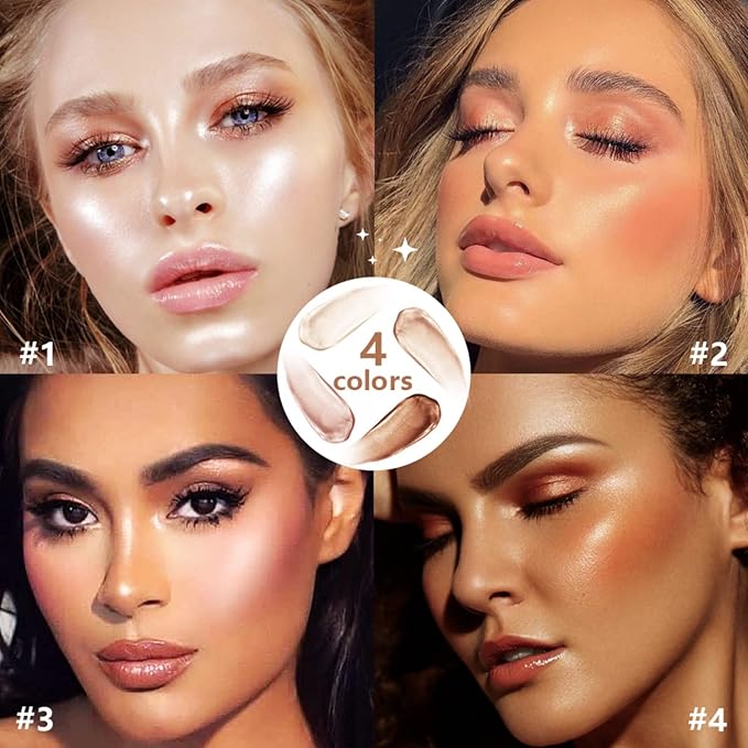 Liquid Highlighter Natural Glow For Face & Body, Waterproof Moisturizing Light Liquid Luminizer For Long Lasting Shimmer, Contour Highlighter Stick Easy to Apply with Cushion Applicator (#3 Rose gold)-Velvo Beauty