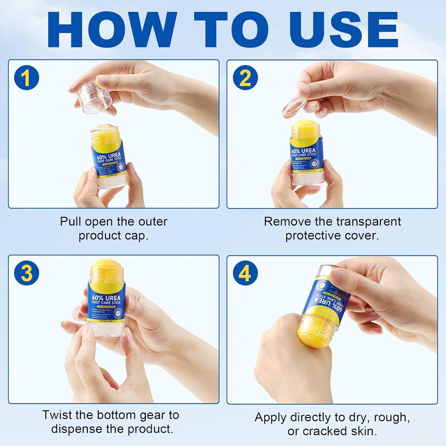 2Pack 60% Urea with 2% Salicylic Acid Urea Foot Care Stick, Foot Cream Moisturizer for Dry Cracked Feet, Knees, Elbows, Hands,Moisturizes and Hydrates the Dry Skin,Callus Remover & Skin Softener-Velvo Beauty