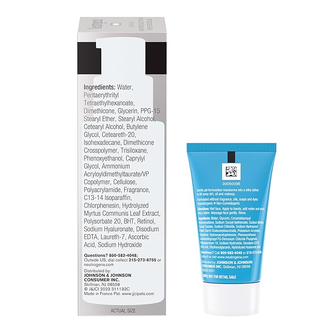 Neutrogena Rapid Wrinkle Repair Retinol Face Moisturizer Night Cream, Anti-Aging Face Cream with Retinol & Hyaluronic Acid, 1 fl. oz + Trial Size Hydro Boost Facial Cleanser, 0.5 fl. oz-Velvo Beauty