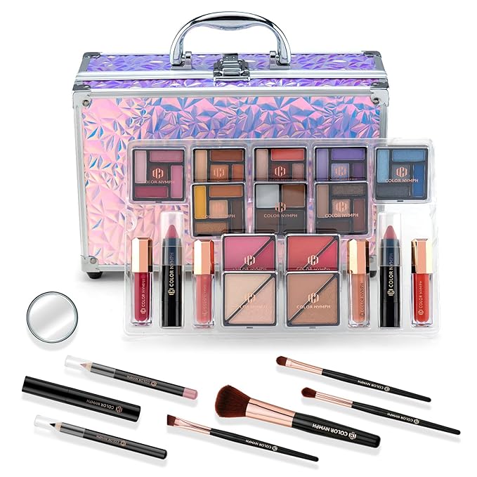 Color Nymph Makeup Kit For Women, Girls Makeup Set For Teens Professional Make Up Kits With Travel Case Full Cosmetics Kit w/ 35 Colors Eyeshadows Lipstick Blush Brushes Lipgloss Mascara-Velvo Beauty