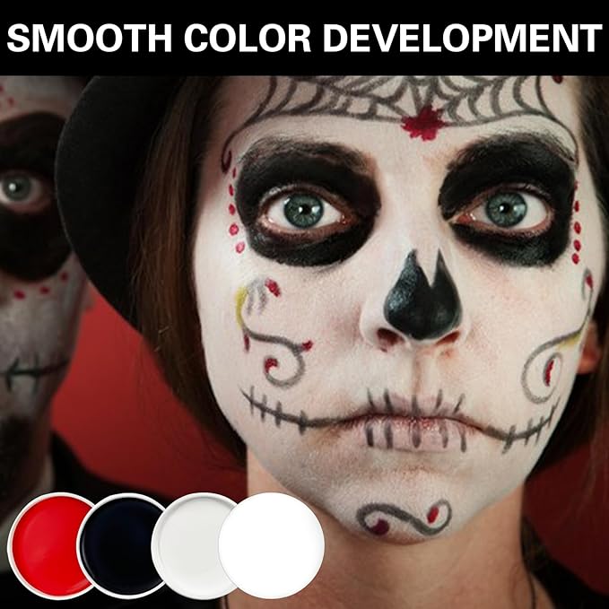 Black Face Body Paint Halloween Cosplay Clown Zombie Costume Sfx Makeup Professional Oil Based Cream Face Paint Palette for Adults and Kids-Velvo Beauty