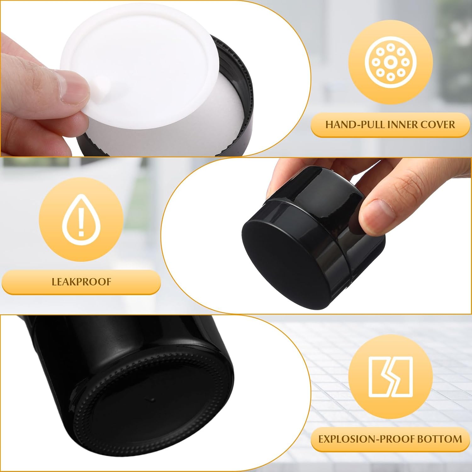 Domensi 100 Pcs 1 oz Glass Jars with Lids Bulk Round Glass Cosmetic Jars Lids 1 oz Small Travel Containers with Inner Liner for Lotions Powders Ointments Sample Cream(Black,Black)-Velvo Beauty