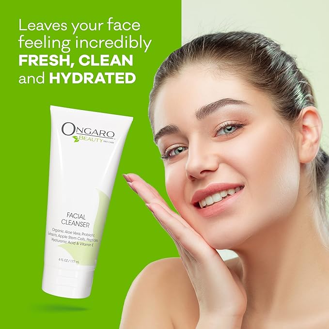 Ongaro Beauty Hydrating Face Cleanser, Gentle Facial Cleanser with Organic Aloe Vera for Normal, Oily, Sensitive and Dry Skin, Facial Wash with Hyaluronic Acid and Vitamin E, 6 fl oz-Velvo Beauty