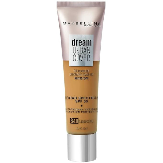 Maybelline Dream Urban Cover Flawless Coverage Foundation Makeup, SPF 50, Cappuccino-Velvo Beauty