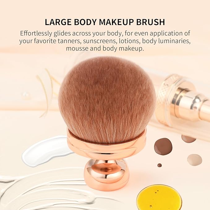 docolor Extra Large Body Makeup Brush For Self Tanner, 3 Inch Width Self Tanning Blend Brush, Soft synthetic hair, Powder, Foundation, Blusher, Bronzer, Face and Body Brush Gift box-Velvo Beauty
