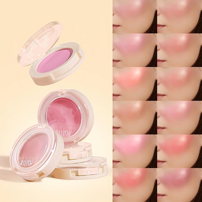 Shiny Blush 12 Color Cream High-Pigmented Buildable Face Blush Long-Lasting Natural Look Face Blush for Cheeks (Color 07)-Velvo Beauty
