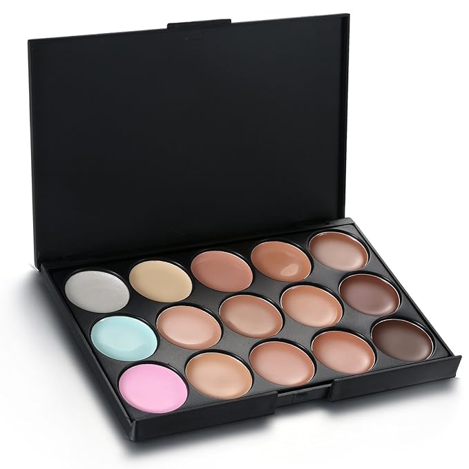 15 Colors Contour Palette Kit: Cream Concealer Palette Face Makeup Foundation Kit Contour Palette with Brush for Professional and Daily Use-Velvo Beauty