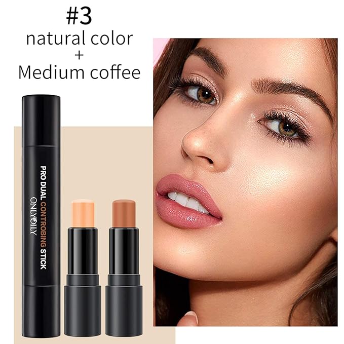 Double-End Contour Highlighter Stick Contour Stick, Face Highlighter, Contour Makeup Contouring Sticks Cream Concealer (3)-Velvo Beauty