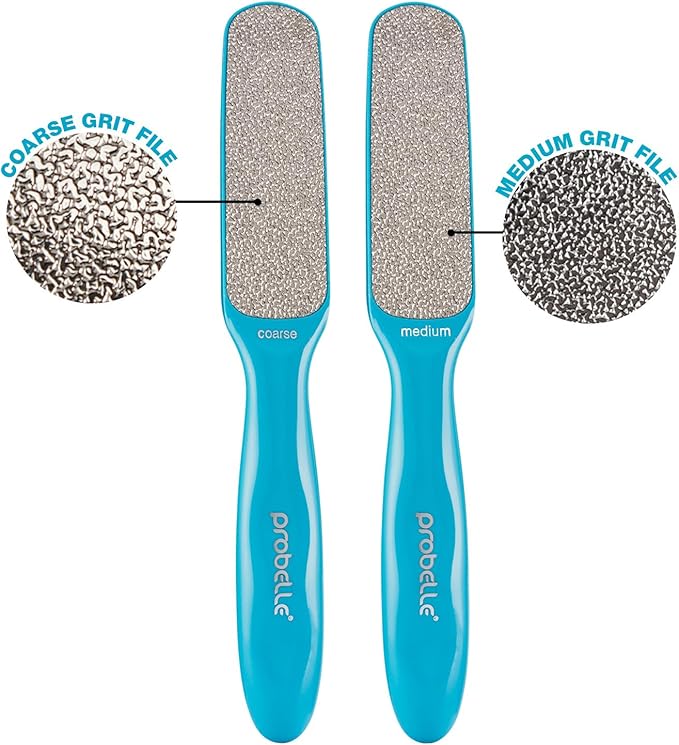 Probelle Double Sided Multidirectional Nickel Foot File Callus Remover - Immediately Reduces calluses and Corns to Powder for Instant Results, Safe Tool (Blue)-Velvo Beauty