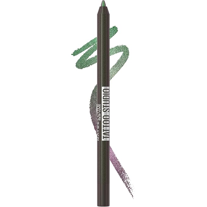 Maybelline Tattoo Studio Long-Lasting Sharpenable Eyeliner Pencil, Glide on Smooth Gel Pigments with 36 Hour Wear, Waterproof, Aurora Flip, 1 Count-Velvo Beauty