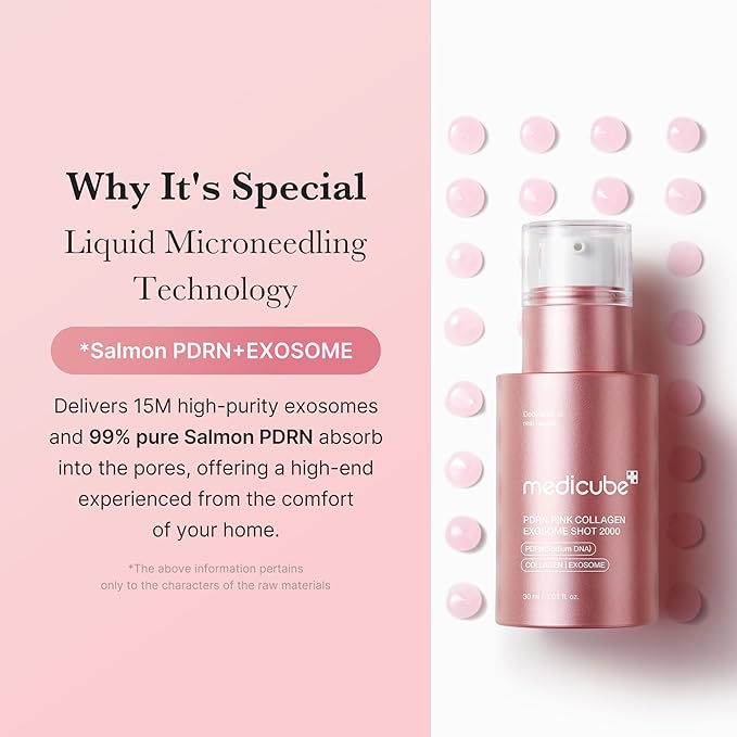 medicube PDRN Pink Collagen Exosome Shot Serum 2,000 PPM | Liquid Skin Booster | Exosome, Salmon DNA PDRN, Spicules | Uneven Skin Tone, Pore Care, Skin Texture | Korean Skin Care 1.01 fl.oz-Velvo Beauty