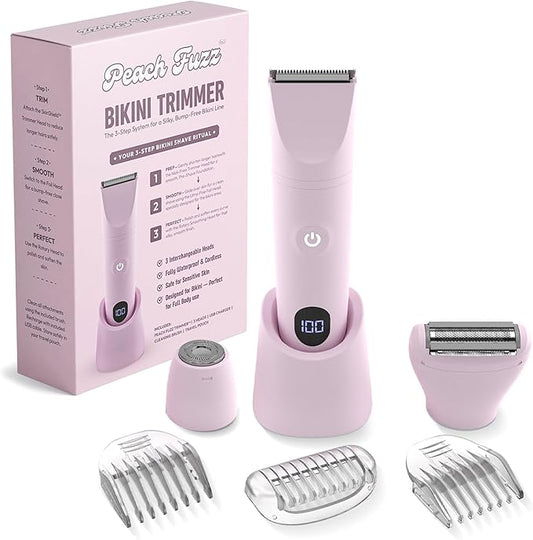 Peach Fuzz™ Bikini Trimmer for Women – 3in1 Body Hair Trimmer, Female Razor for Pubic Hair, Electric Shaver for Private Area, Bikini Line Groomer with Safe, Skin-Friendly Design-Velvo Beauty