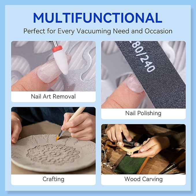 Makartt Nail Dust Collector - Professional Powerful Suction Larina Dust Collector Nail Tech LED Display, Adjustable Speed Reusable Filter, Strainer Panel for Acrylic Nail Polishing Manicure Salon Home-Velvo Beauty