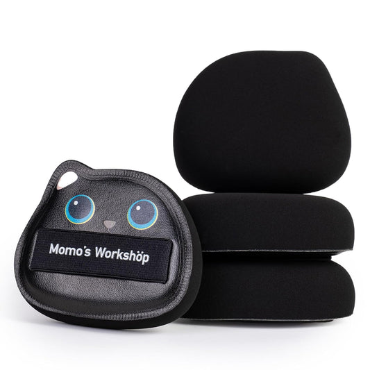 Black Cat Toto Airy Marshmallow Puff,Makeup Sponge,Rubycell Material,Pointed Tip for Concealer + Flat Side for Foundation, Longwear Makeup, Travel Friendly & Reusable,2pcs Puffs & Storage Case-Velvo Beauty