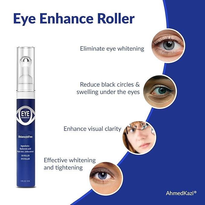 5% Caffeine Eye Serum and Under Eye Roller Cream with 360° Massage Ball for Dark Circles and Puffiness | Under Eye Bags Reduce Wrinkles & Fine Lines | Suitable for All Skin Types | Aloe Scented-Velvo Beauty